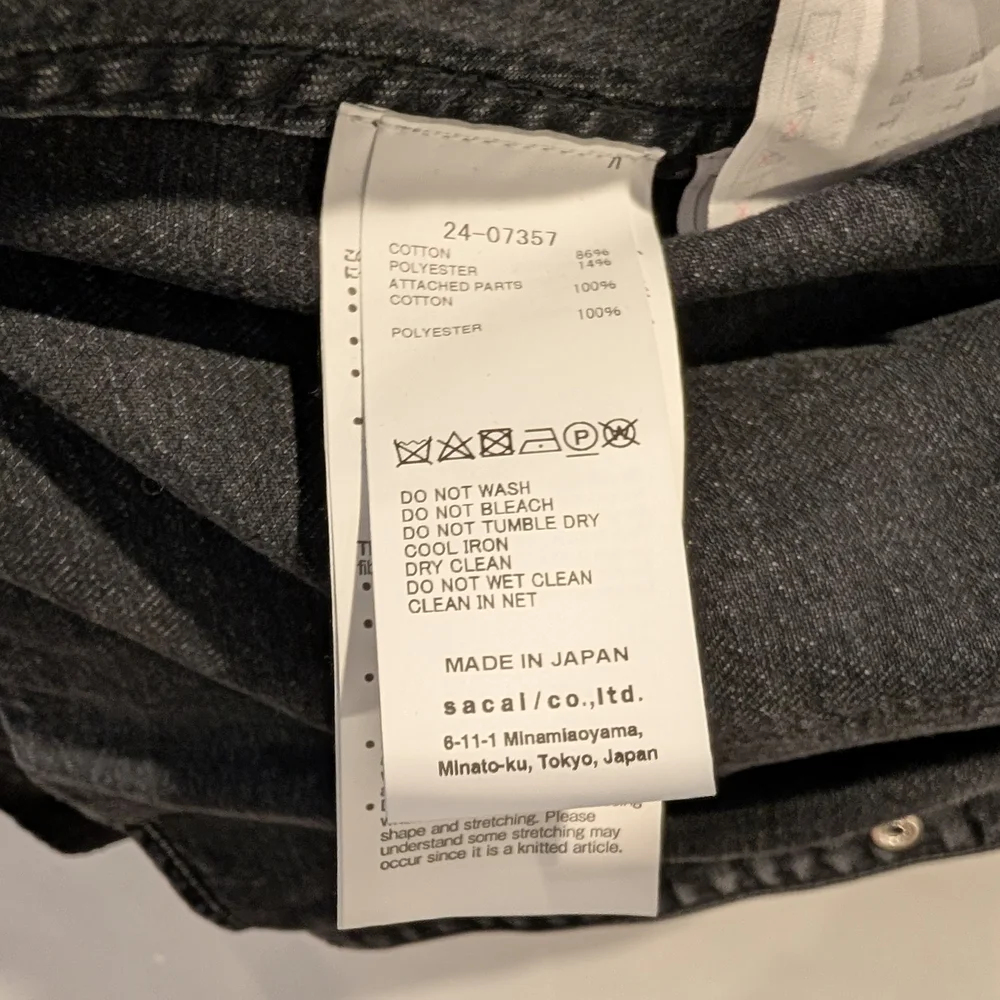 Sacai Women's Black Denim Knit Hybrid Cardigan XL Mixed Media Unique Art - Picture 8 of 10